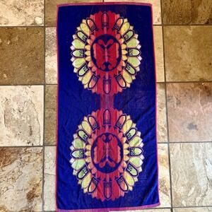 VTG 70s Gindi Ocean Tide Butterfly Rainbow Beach Towel Boho Psychedelic Mandela